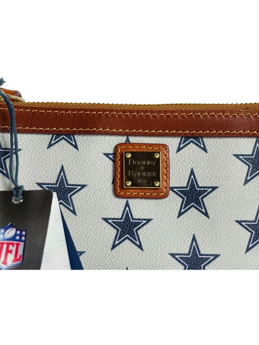 Dooney & Bourke Dallas Cowboys Large Slim Wristlet Leather Star Print New Tags